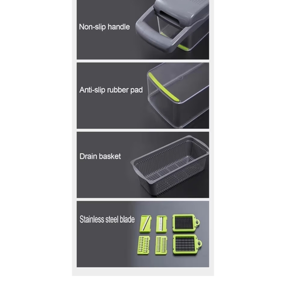 16 In One Multi-Function Gray Vegetable Chopper - Picture 9 of 13